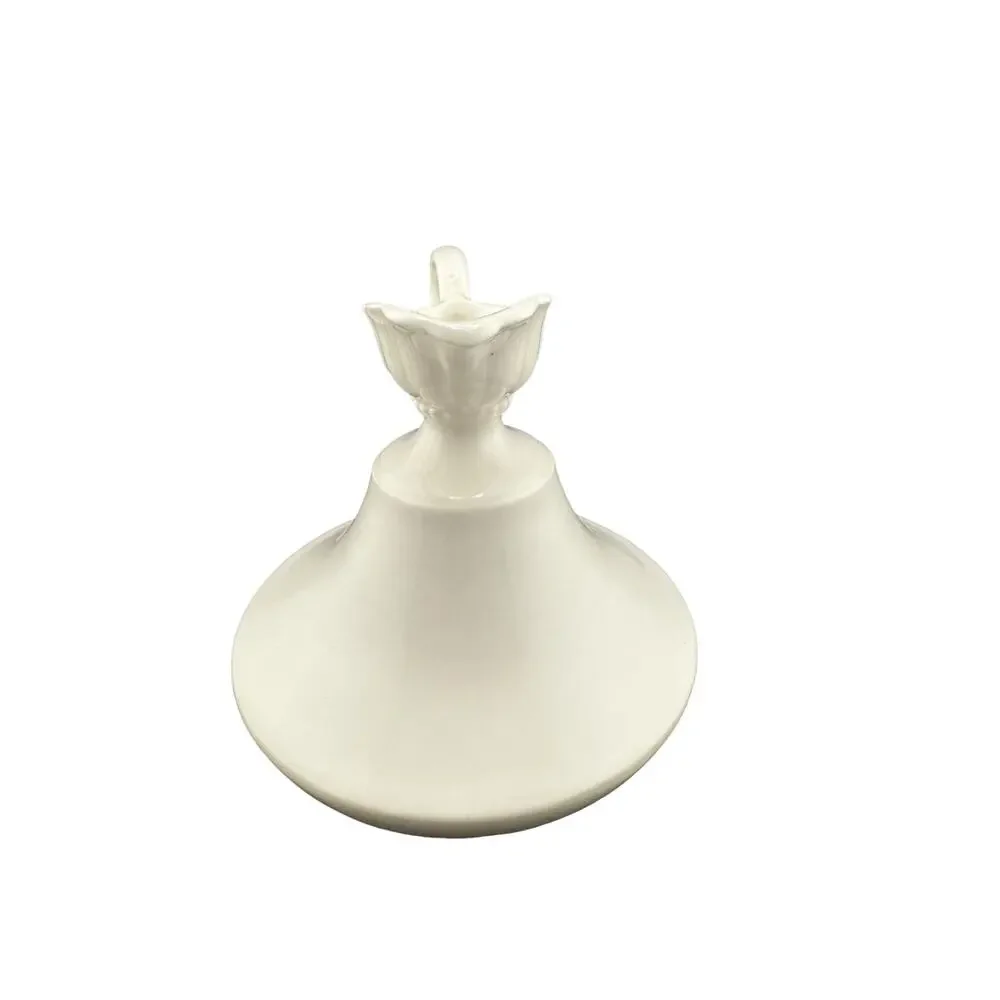 Vintage Czechoslovakian MCM White Olive Oil Pitcher Delicate Scrolled Handle